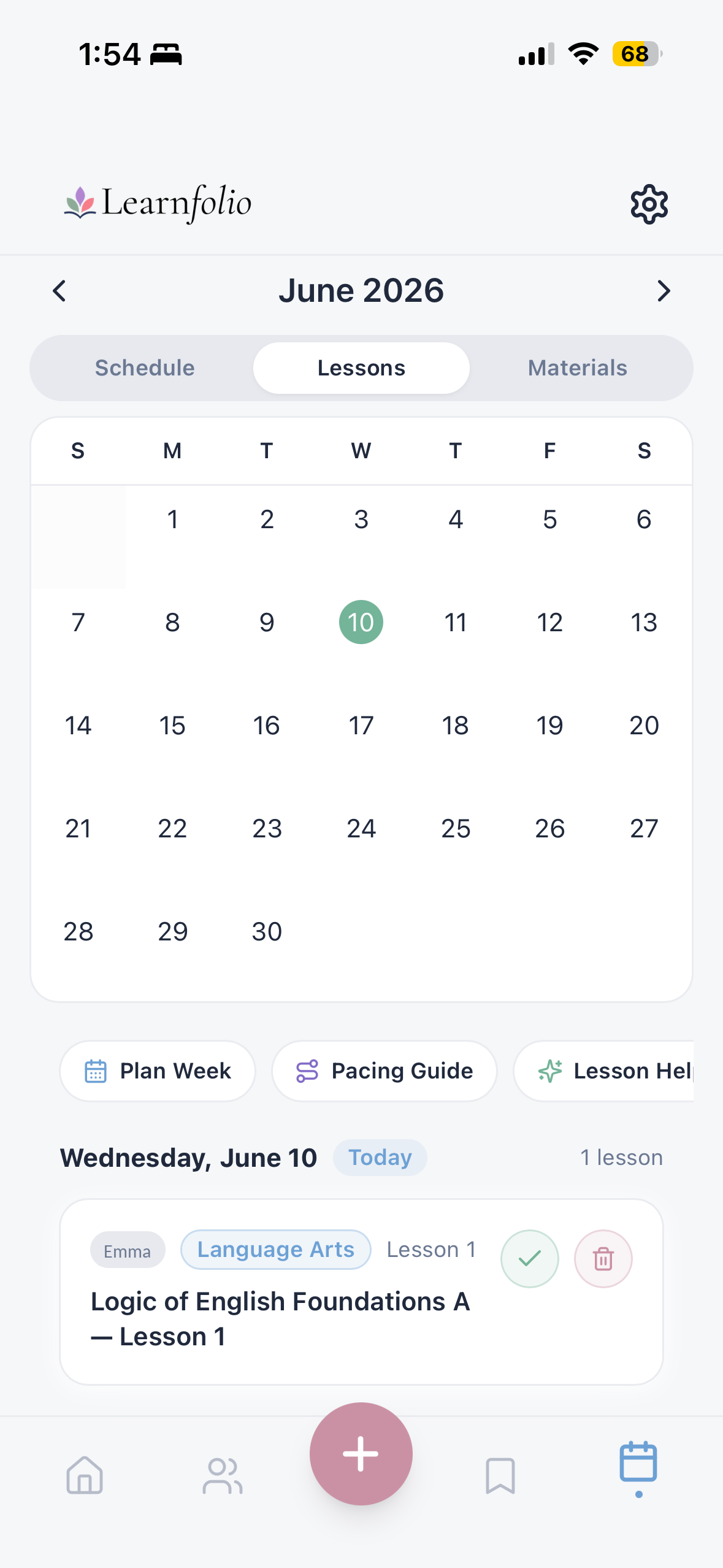 Schedule and lessons