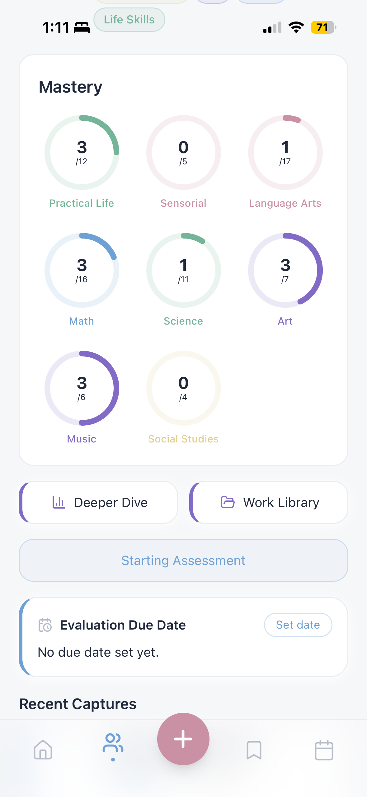 Learnfolio mastery screen